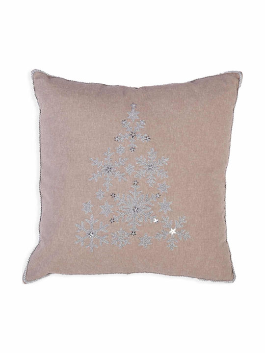 Nef-Nef Homeware Weihnachtsdekoratives Kissen Christmas Snow Platz Gray 45x45cm