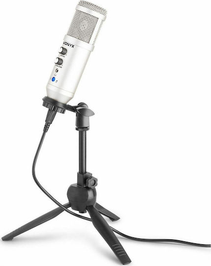 Vonyx CM320 Condenser Microphone Shock Mounted for Vocals in Silver Color