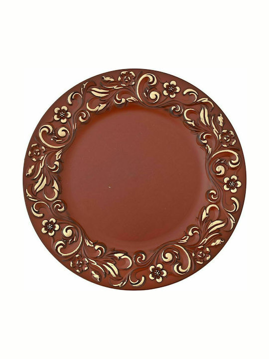 Iliadis Vintage Round Plastic Decorative Platter Bordeaux 33x33cm