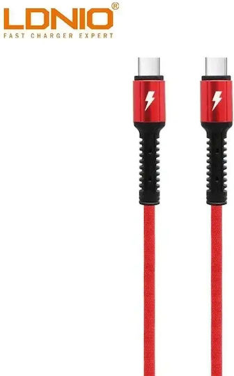 Ldnio LC92 Braided USB 2.0 Cable USB-C male - USB-C Κόκκινο 2m