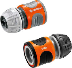 Gardena Ogs 18279-34 Conector rapid pentru țevi de apă Set de 2 bucăți (cu dop/sfără dop) cu Masculin-Feminin Filet