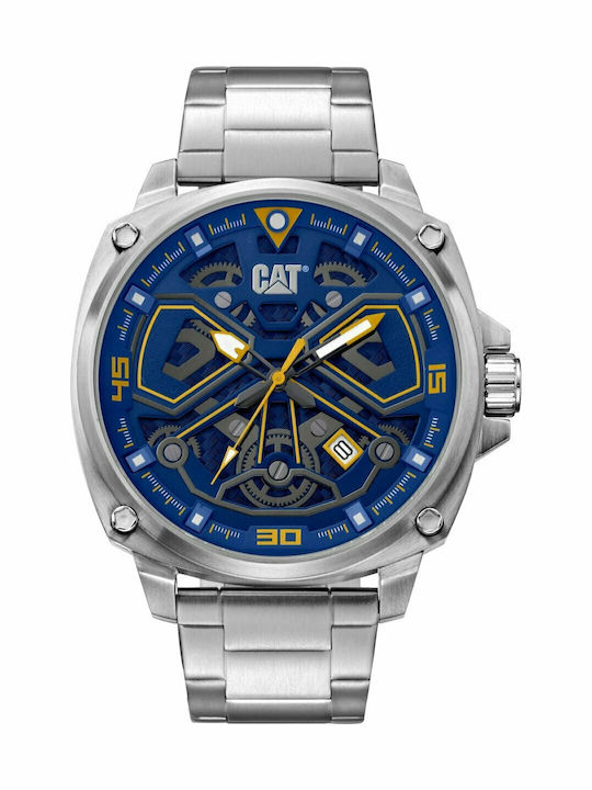 CAT Tokyo Ανδρικό Ρολόι 44mm Μπαταρίας με Ασημί Μεταλλικό Μπρασελέ