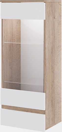 Modul 912 Подова Витрина от ПДЧ със Стъкло и Осветление Сонома / Бяла 40x30x102см 1219921003
