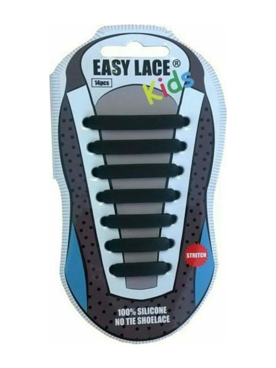 Easy Lace Easy Lace Lazy Șireturi de Pantofi Silicon Negre 14buc Easy Lace Easy Lace Lazy Șireturi de Pantofi Silicon Negre 14buc