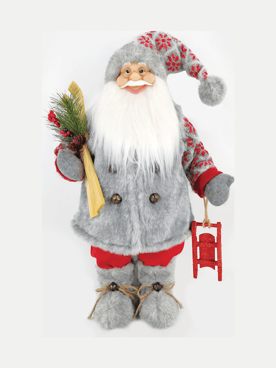 Декоративен Дядо Коледа Сив от Текстил 60см. Saint Nicholas