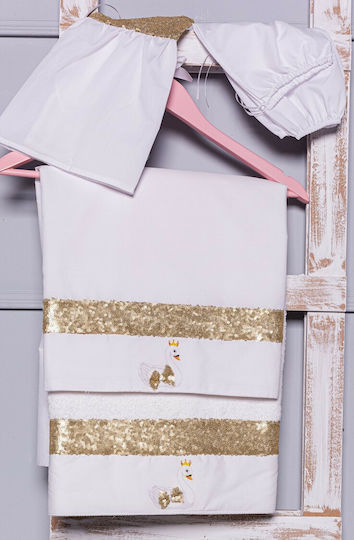 Idiokiro Christening Oilcloths Swan White-Gold 3 Pieces NO35-35900