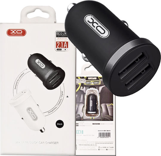 XO CC18 Încărcător Auto cu Porturi: 2xUSB Negru Culoare