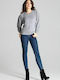 Lenitif L069 Women's Blouse Long Sleeve Striped Gray