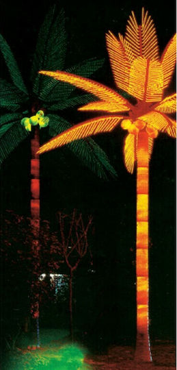 Yellow Illuminated Palm Tree with Yellow Christmas Tube Lights, 400(H) x 300cm