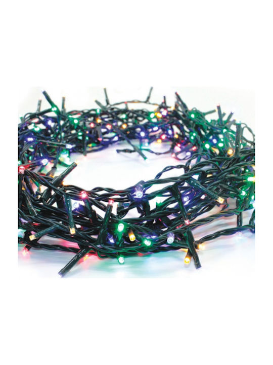 T001 100 Weihnachtslichter LED 8für eine E-Commerce-Website in der Kategorie 'Weihnachtsbeleuchtung'. Mehrfarbig Elektrisch vom Typ Zeichenfolge mit Grünes Kabel und Programmen