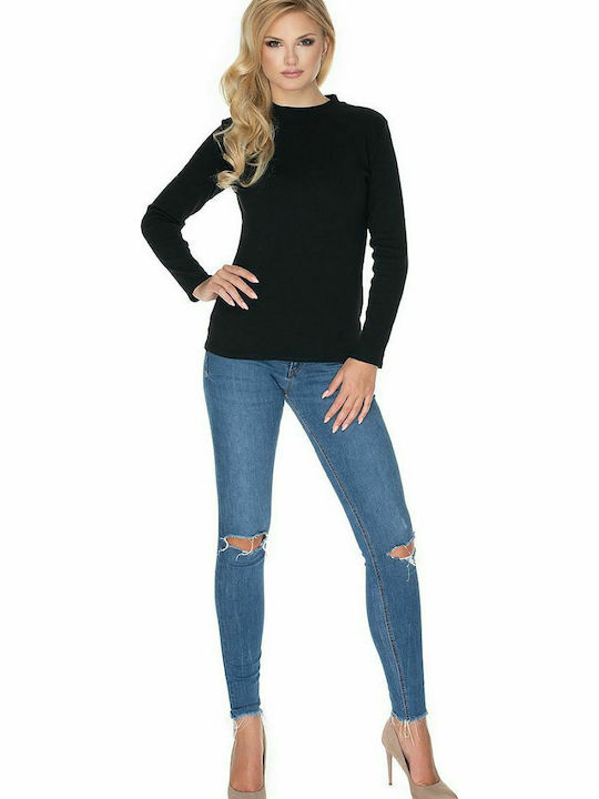 PeeKaBoo 0166 Women's Blouse Cotton Long Sleeve Black 134584