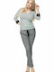 PeeKaBoo 0102 Women's Blouse Cotton with 3/4 Sleeve & V Neckline Gray 131592