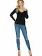 PeeKaBoo 0165 Women's Blouse Cotton Long Sleeve Black 134582