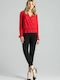 Figl M690 Women's Blouse Long Sleeve with V Neckline Red 138279