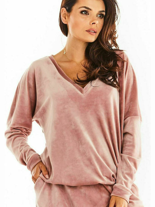 Awama Women's Velvet Sweatshirt Pink