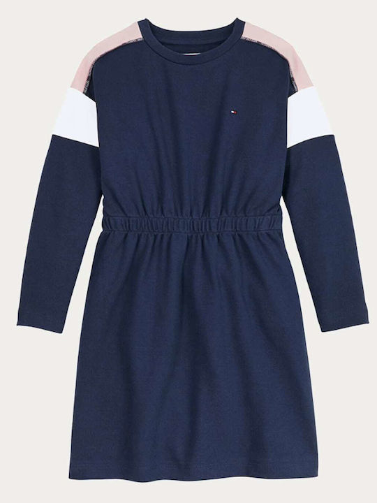 Kinderkleid Mädchenkleider Langärmelig Marineblau