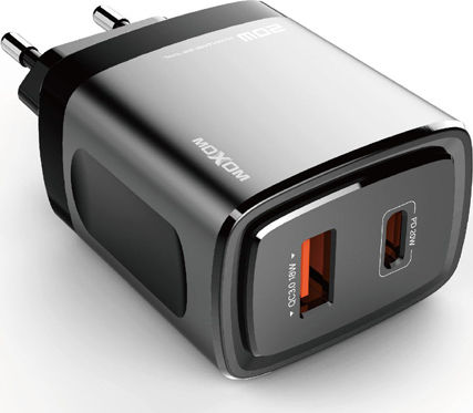 Moxom Charger Without Cable with USB-A Port and USB-C Port 18W Quick Charge 3.0 Blacks (MX-HC66)