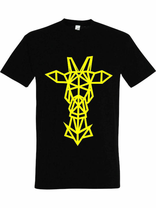 T-shirt Unisex " Rentier Origami ", Schwarz