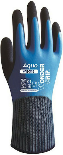 Wonder Grip Αδιάβροχα Γάντια Εργασίας Κήπου Τιρκουάζ Latex Αντιολισθητικά & Αδιάβροχα