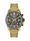 Jacques Lemans Liverpool Ανδρικό Ρολόι 44mm Χρονογράφος Μπαταρίας με Χρυσό Μεταλλικό Μπρασελέ