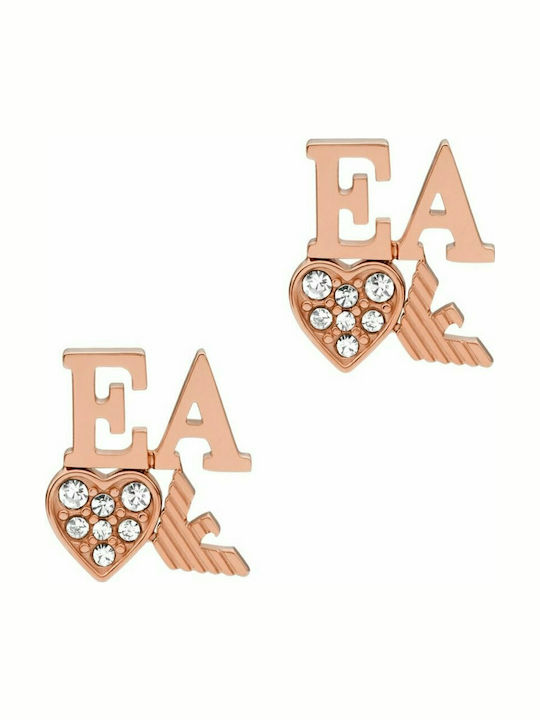 Emporio Armani Sentimental Earrings made of Steel Gold Plated with Stones