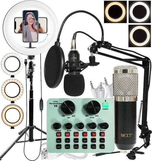 Next Live Streaming & Video Combo Set Set Condenser Microphone XLR Shock Mounted for Vocals