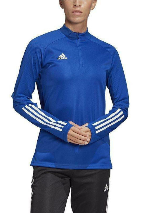 Adidas Condivo 20 Women's Athletic Blouse Long Sleeve with Zipper Royal Blue
