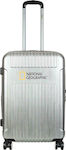National Geographic Transit Medium Travel Suitcase Hard Silver with 4 Wheels Height 67cm.