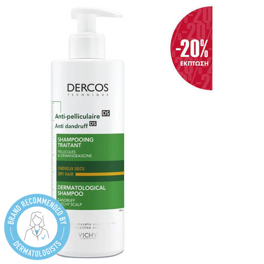 Vichy Dercos Anti Dandruff DS Σαμπουάν Kατά της Πιτυρίδας & της Ξηροδερμίας για Ξηρά Μαλλιά Μαλλιά 390ml