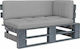 Ecksofa Außenbereich aus Paletten mit Kissen 110x65x55cm