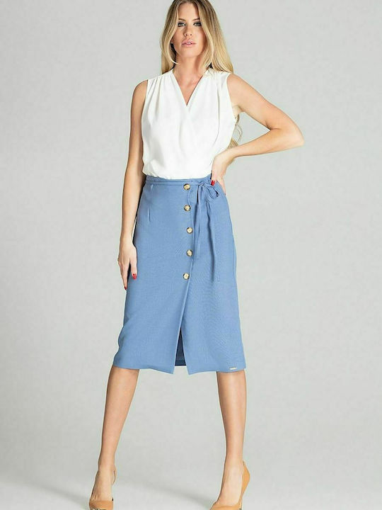 Figl M697 High Waist Midi Skirt in Blue color 141758