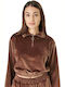 A Women's Athletic Crop Top Long Sleeve Brown