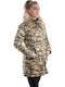 Lang Damen Parka Jacke mit pelziger Kapuze für Winter Khaki