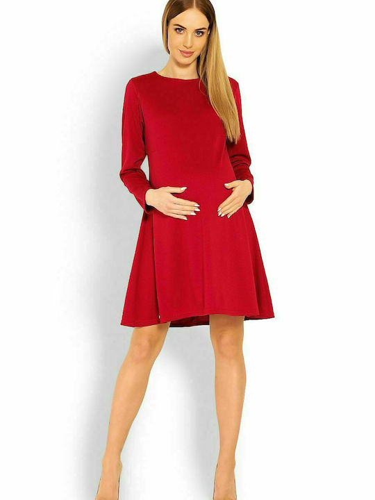 PeeKaBoo 1359C Μακρυμάνικο Φόρεμα Εγκυμοσύνης Κόκκινο