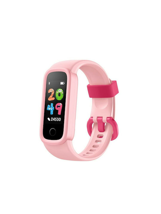 Παιδικό Smartwatch με Καουτσούκ/Πλαστικό Λουράκι Ροζ KiddoBoo Smart Band