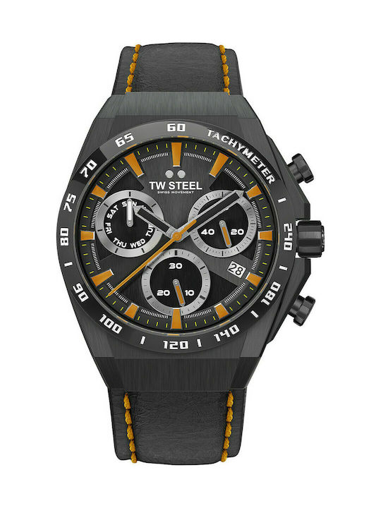 TW Steel Fast Lane Limited Edition Watch Chronograph Battery with Black Leather Strap