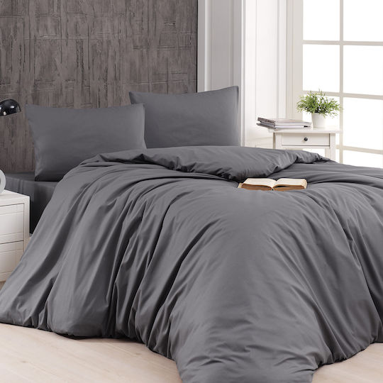 Beauty Home Cotton Duvet Cover Super King 230x250 1999PTHYD-Anthrakí Anthracite