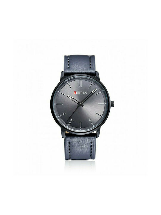 Curren Watch Battery with Leather Strap Gray