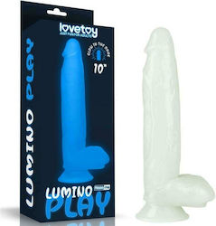 Lovetoy Lumino Play Glow In The Dark Dildo with Scrotum & Suction Cup Blue Light 25cm