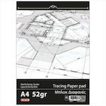 Natural Tracing Paper Album 40 Sheets A4 Transparent 52gr 21x29.7cm