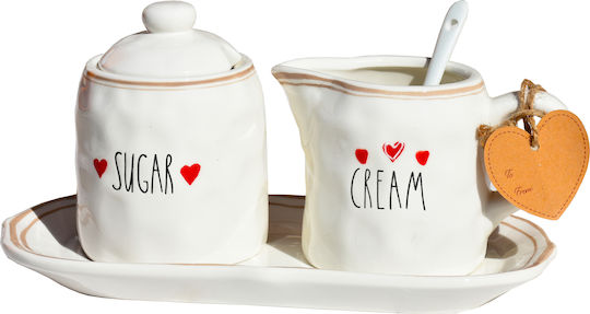 Porcelain Milk Jug - Sugar Bowl Set White 2pcs
