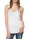 Vans Pocket Women's Summer Blouse Cotton Sleeveless White