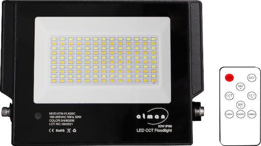 Atman Wasserdicht LED Flutlicht 50W Kaltweiß 6000K mit Fernbedienung IP66