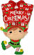 Balloon Foil Jumbo White Merry Elf 58cm