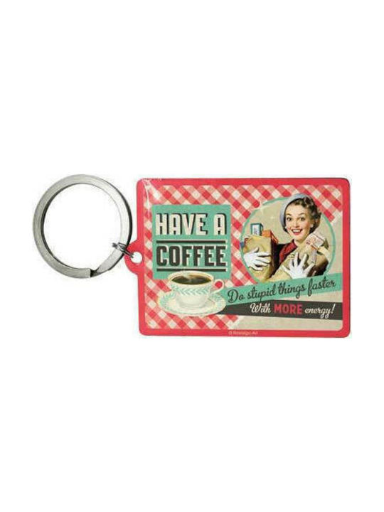 Nostalgic Art Set Keychain Have A Coffee Metallic Brown 2pcs