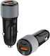Ldnio C510Q Car Charger 38W 3A with Ports 1xUSB-A 1xType-C with mini-USB Cable Black Color