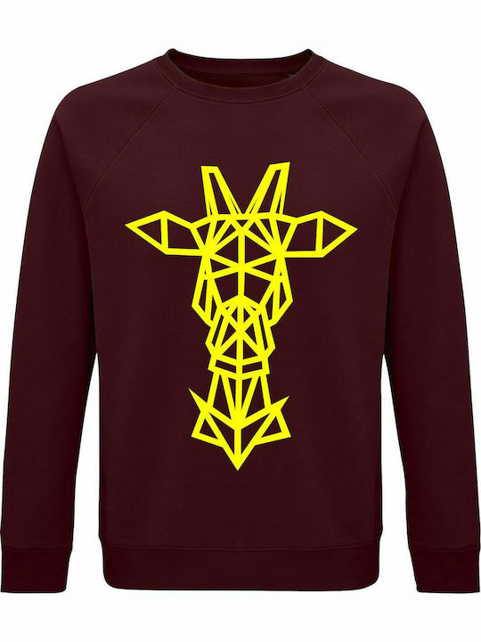 Sweatshirt Unisex, Organic " Reindeer Origami ", Burgundy