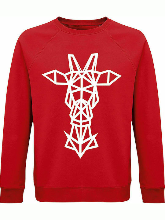 Sweatshirt Unisex, Organic " Reindeer Origami ", Red