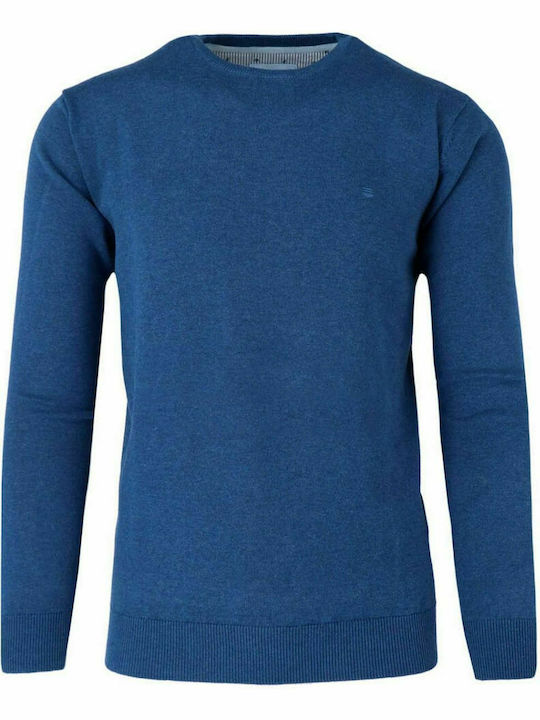 REDMOND Blaue langärmelige Herren-Strickbluse