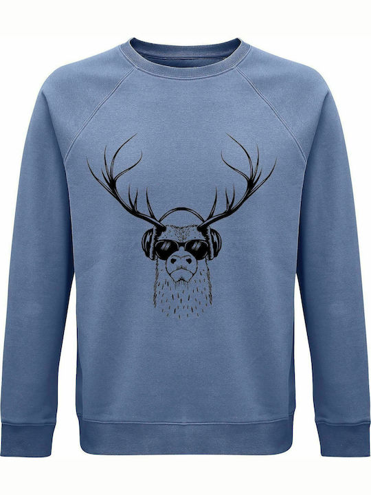 Sweatshirt Unisex, Organic " Animal Deejay ", Blue